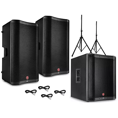 Harbinger VARI 2300 Series Powered Speakers Package With V2318S Subwoofer, Stands and Cables 15