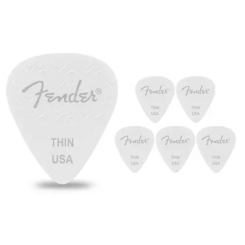 Fender 351 Shape Wavelength Celluloid Guitar Picks (6-Pack), White Heavy