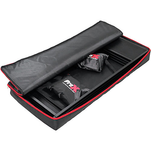 ProX XF-VISTABLMK2 Vista DJ Booth Facade Table Station With White and Black Scrim Kit and Padded Travel Bag