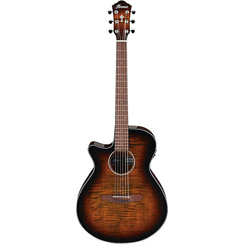 Ibanez AEG70L AEG Left-Handed Grand Concert Acoustic-Electric Guitar Tiger Burst High Gloss