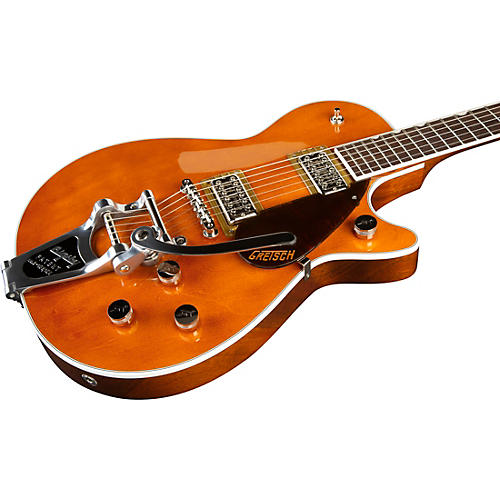 Gretsch Guitars G6128T-PE Players Edition Duo Jet Black With Bigsby Electric Guitar Round-Up Orange