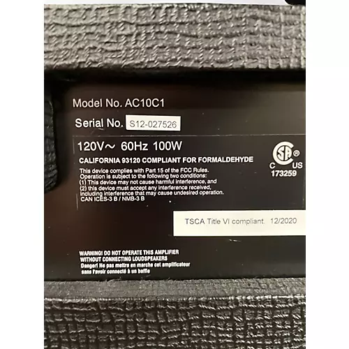 Used VOX AC10C1 10W 1x10 Tube Guitar Combo Amp