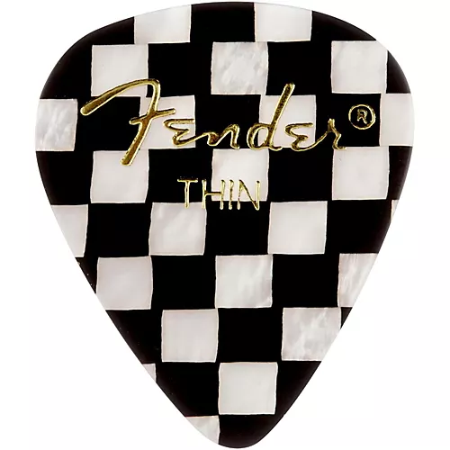 Fender 351 Shape Premium Picks, Checker Celluloid Thin 12 Pack