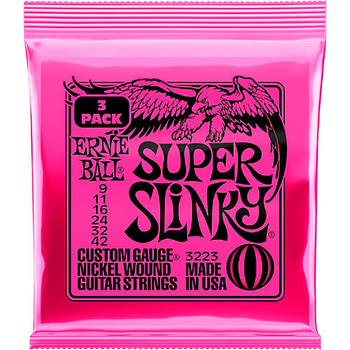 Ernie Ball 3223 Nickel Super Slinky Electric Guitar Strings 3-Pack