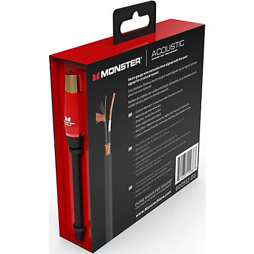 Monster Cable Prolink Acoustic Pro Audio Instrument Cable, Right Angle to Right Angle 8 in. Black