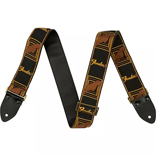 Fender Legacy Monogrammed Guitar Strap Black, Yellow, and Brown 2 in.
