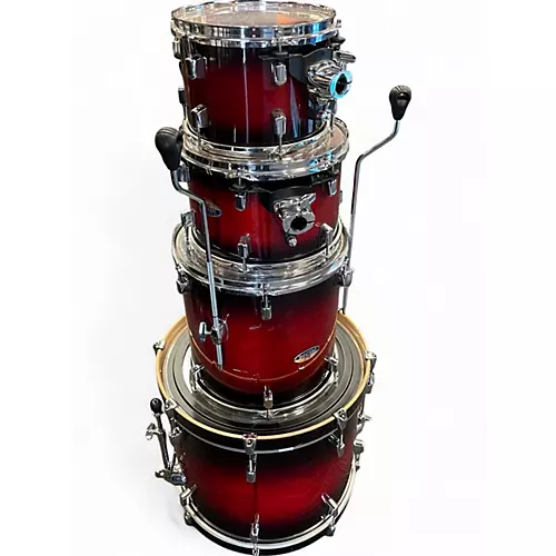 Used Pearl 4 Piece Pro Decade Maple Red to Black Fade Drum Kit Red to Black Fade