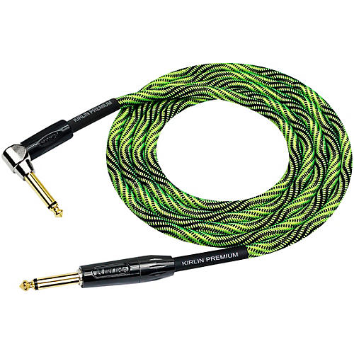 Kirlin IWB Black/Green Woven Instrument Cable 1/4