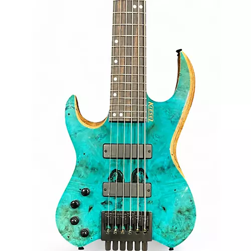 Used Kiesel Vader 6 USA Headless Aqua Electric Bass Guitar Aqua