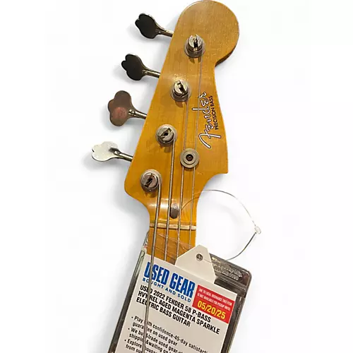 Used 2022 Fender 58 p-bass hvy rel aged magenta sparkle Electric Bass Guitar aged magenta sparkle