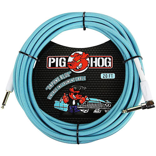 Pig Hog Right Angle Instrument Cable 10 ft. Daphne Blue