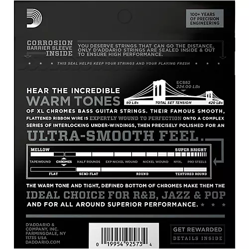 D'Addario ECB82 Chromes Flatwound Medium Bass Strings