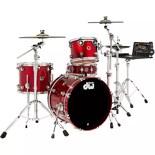 DW DWe Wireless Acoustic-Electronic Convertible 4-Piece Drum Set Bundle With 20