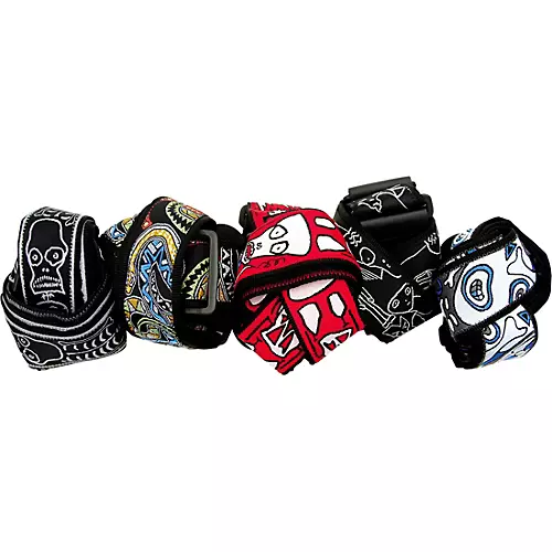 D'Addario Joe Satriani Nylon Guitar Strap Black/Red/Green Snakes Mosaic