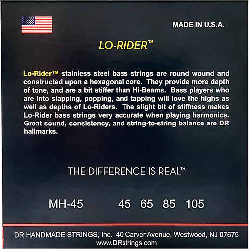 DR Strings Lo-Rider MH-45 Stainless Steel Medium 4-String Bass Strings