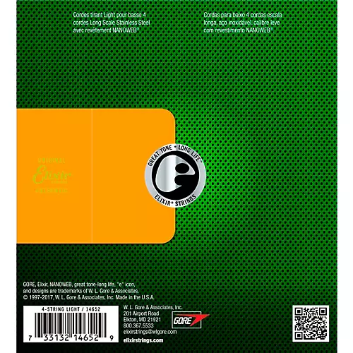 Elixir Stainless Steel Bass Nanoweb 4-String 45-100