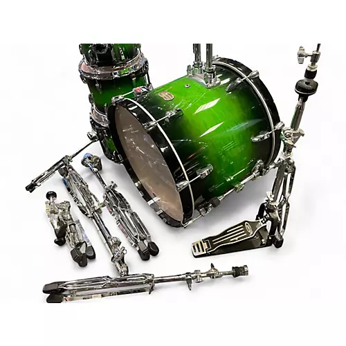 Used Pearl 4 Piece SESSION CUSTOM GREEN BURST Drum Kit GREEN BURST