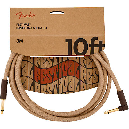 Fender Festival Pure Hemp Straight to Angle Instrument Cable 18.6 ft. Natural