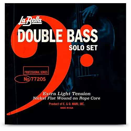 LaBella Double Bass Nickel Flat Wound on Rope Core Solo String Set Extra Light
