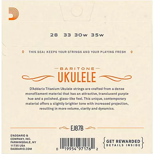 D'Addario EJ87B Titanium Baritone Ukulele Strings