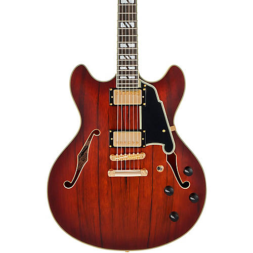 D'Angelico Deluxe DC Semi-Hollow Electric Guitar Satin Trans Wine