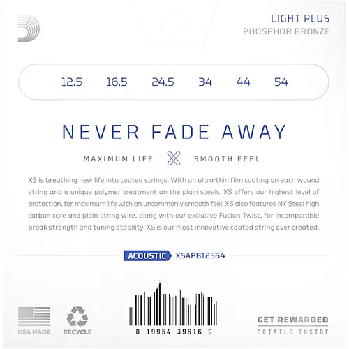 D'Addario XS Acoustic Phosphor Bronze Strings Light Plus (12.5 - 54)
