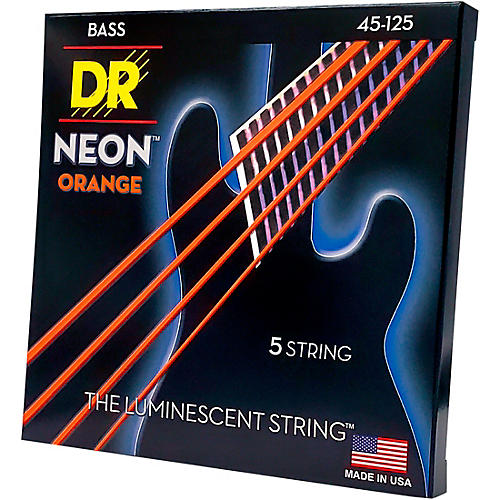 DR Strings NEON Hi-Def Orange Bass SuperStrings Medium 5-String