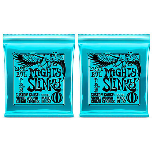 Ernie Ball 2228 Mighty Slinky Nickel Wound Electric Guitar Strings 2-Pack