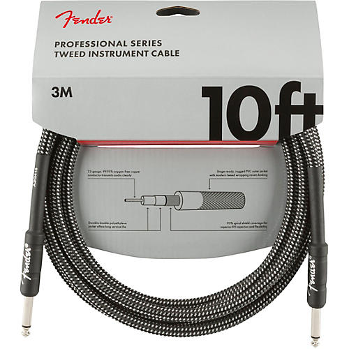 Fender Professional Series Straight to Straight Instrument Cable 15 ft. White Tweed