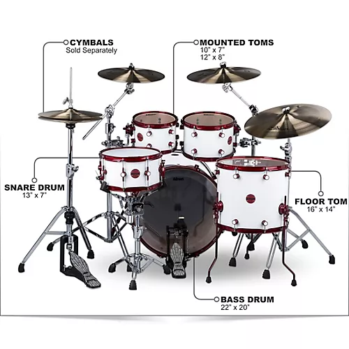 Open-Box ddrum Reflex White with Red Shell Hardware Condition 1 - Mint White/Red