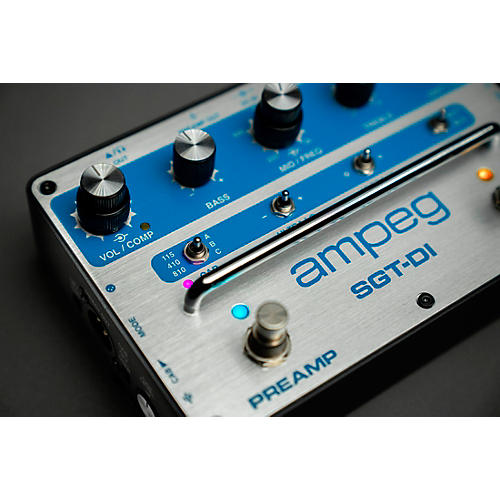 Ampeg SGT-DI Blue Line Anniversary Edition All-in-One Bass Box Effects Pedal Silver and Blue
