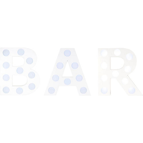 Eliminator Lighting Decor BAR Mini LED color changing Lighted Letters 24 Inch Tall White LED letters, RGBW, wireless remote, 120 VAC-12V DC power supply