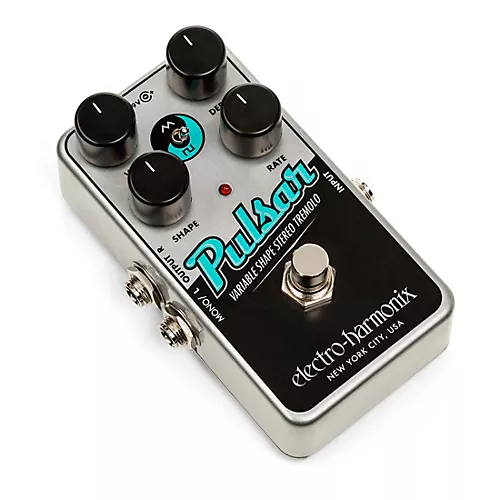 Electro-Harmonix Nano Pulsar Variable Shape Stereo Tremolo Effects Pedal Silver and Black