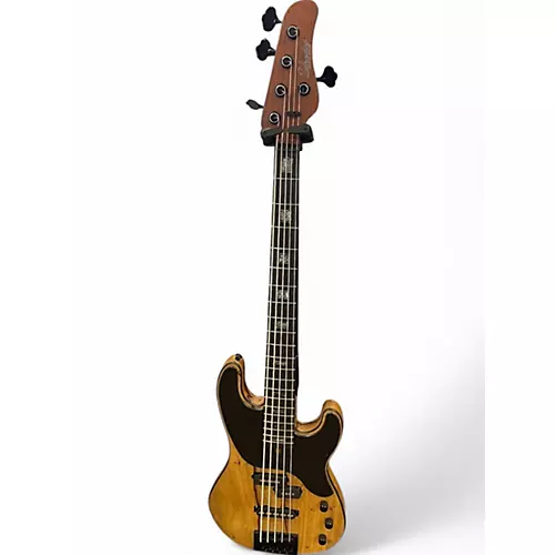 Used Schecter Guitar Research Model T 5 black limba Electric Bass Guitar black limba