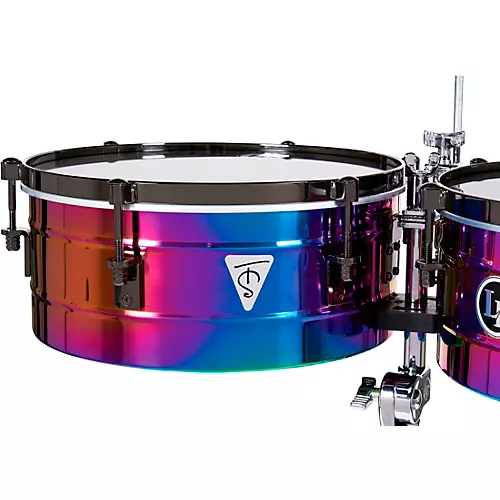 LP Tony Succar Signature Timbales With Black Nickel Hardware 14 in./15 in. Rainbow Chrome