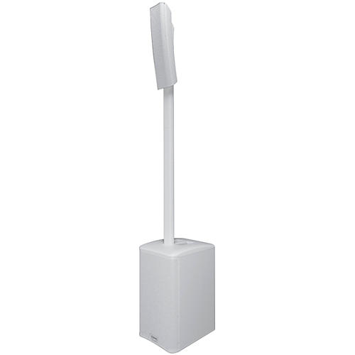 QSC KC12 Active 3-Way Column Speaker Pair With Denon Prime 4+ Standalone DJ Controller & Cables, White