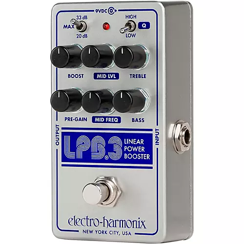 Electro-Harmonix LPB-3 Linear Power Booster & EQ Effect Pedal Silver and Blue