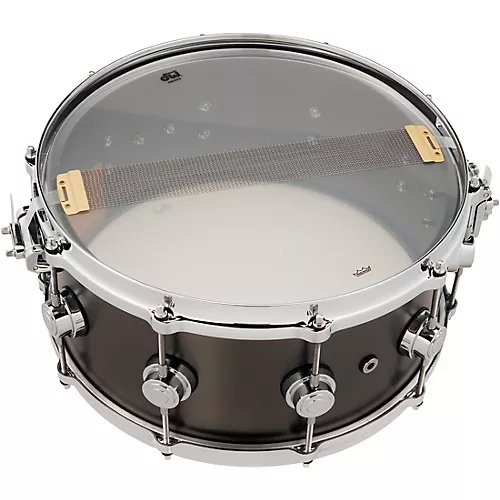 DW Collector's Series Satin Black Over Brass Snare Drum With Die Cast Hoops 14 x 6.5 in. Satin Black Over Brass