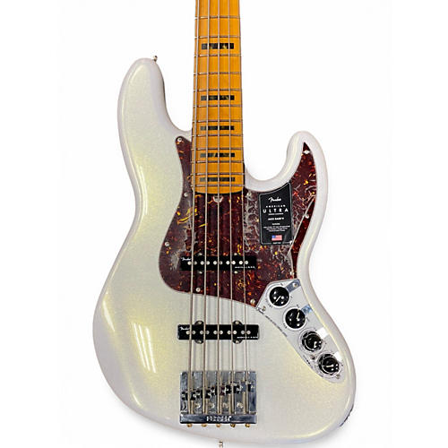 Used Fender American Ultra Jazz Bass V Olympic White Electric Bass Guitar Olympic White
