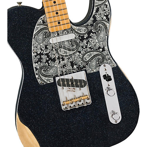 Fender Brad Paisley Road Worn Telecaster Electric Guitar Black Sparkle
