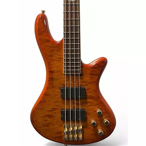 Used 2005 Schecter Guitar Research DIAMOND SERIES ELIT 4 Trans Amber Electric Bass Guitar Trans Amber