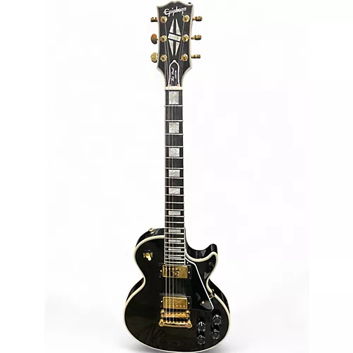 Used Epiphone Inspired by Gibson Custom Les Paul Custom  Ebony Solid Body Electric Guitar Ebony