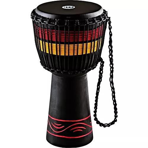 MEINL African Style Fire Rhythm Series Rope Tuned Wood Djembe 13 in. Black