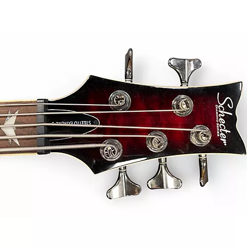 Used Schecter Guitar Research Stiletto Extreme 5 String Black Cherry Electric Bass Guitar Black Cherry