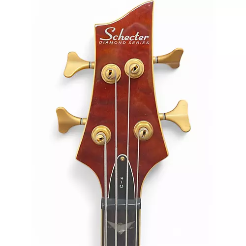 Used Schecter Guitar Research Diamond Series Elite 4 Trans Amber Electric Bass Guitar Trans Amber