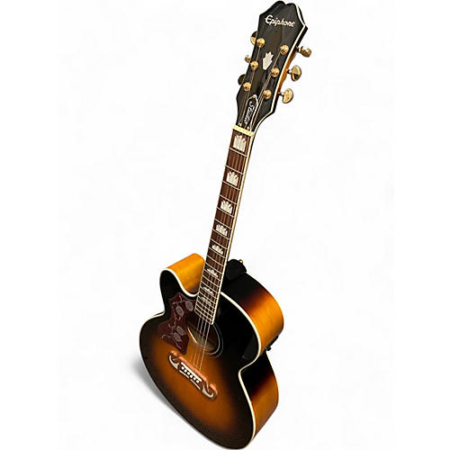 Used Epiphone J-200EC Studio Left Handed Tobacco Sunburst Acoustic Electric Guitar Tobacco Sunburst