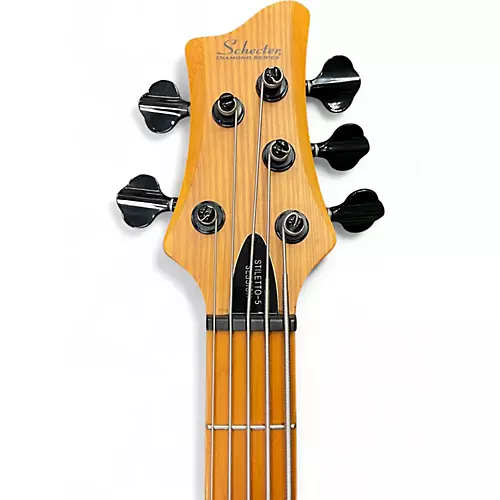 Used Schecter Guitar Research Stiletto Session 5 Natural Electric Bass Guitar Natural