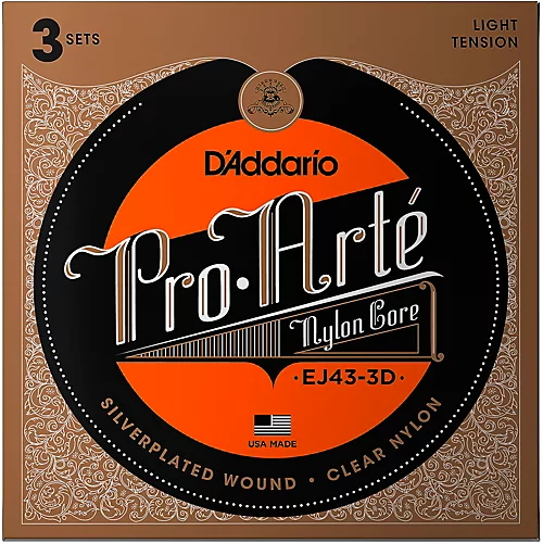 D'Addario EJ43 Pro-Arte Nylon Classical Guitar Strings - Light Tension 3 Sets