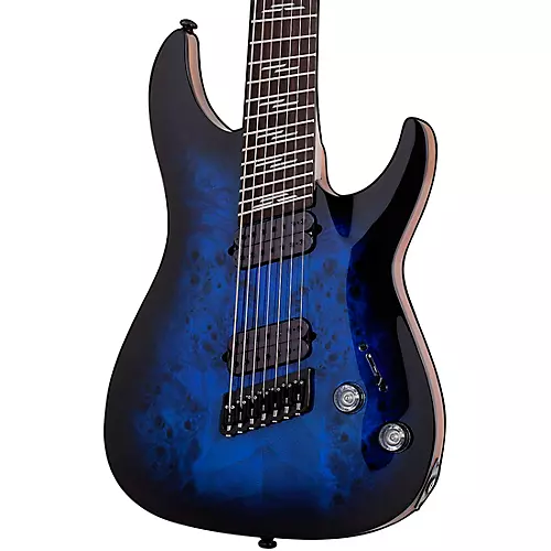 Schecter Guitar Research Omen Elite-7 MS Electric Guitar See-Thru Blue Burst