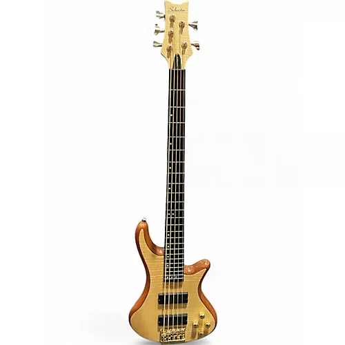 Used Schecter Guitar Research Stiletto Custom 5 String Satin Natural Electric Bass Guitar Satin Natural